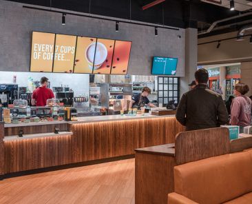 Fast food service counter, Leon Bluewater, Architectural photography